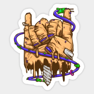 brown zombie metal horns Sticker